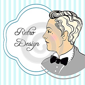 Retro men`s set: retro invitation design in 20`s style