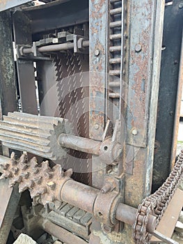 Retro metal and rust mechanism, antique grunge machine