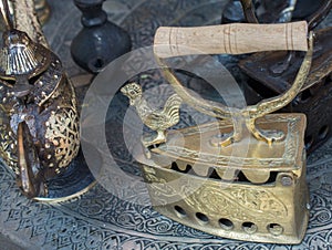 Retro style heavy antique iron tool for ironing