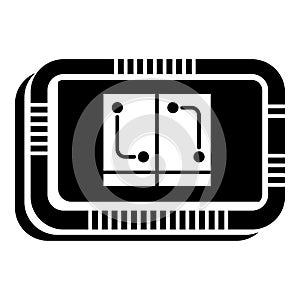 Retro microchip icon, simple black style