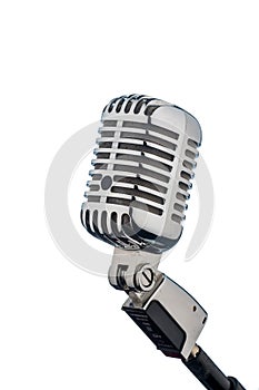 Retro microphone against white background