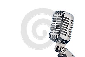 Retro microphone against white background