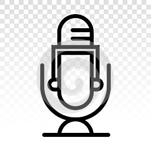 Retro microphone or audio mic vector line art icon on a transparent background