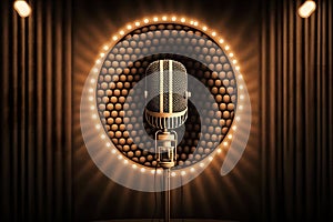 Retro microphone. Dynamic microphone. Neural network AI generated