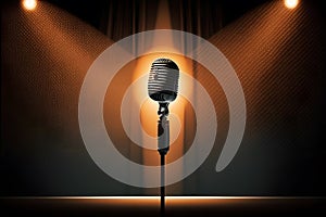 Retro microphone. Dynamic microphone. Neural network AI generated