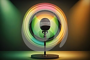 Retro microphone. Dynamic microphone. Neural network AI generated