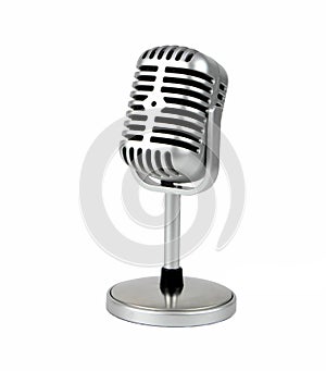 Retro microphone. Dynamic microphone on white bacground