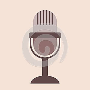 Retro microphone icon. Radio broadcast, on air, performance, concept.