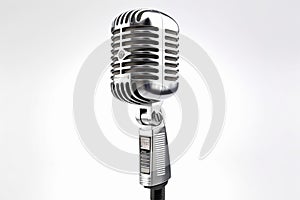 Retro microphone isolated on white background with clipping path. 3d illustration