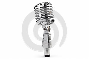 Retro microphone isolated on white background with clipping path. 3d illustration