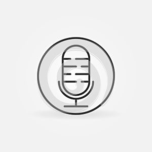 Retro Microphone linear vector concept round icon