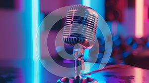 The Retro Microphone in Neon.AI generated image