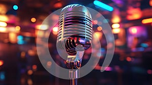 Retro microphone in nightclub setting