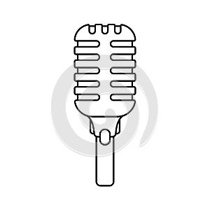 Retro Microphone Outline Icon Illustration on Isolated White Background Suitable for Speech, Audio, Sing Icon