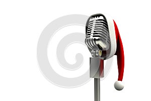 Retro microphone with santa hat