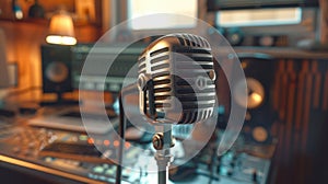 The retro microphone setup.AI generated image