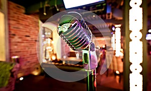 Retro microphone on stage