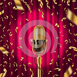 Retro microphone on stage