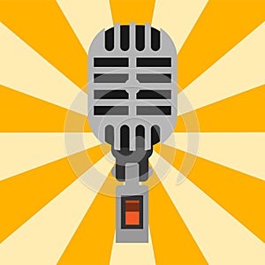 Retro microphone type icon journalist vector interview music broadcasting vocal tool tv tool.