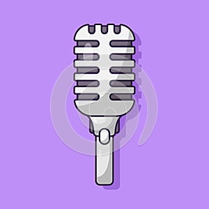 Retro Microphone Vector Icon Illustration. Classic Vintage Singing Mic Vector. Flat Cartoon Style Suitable for Web Landing Page,