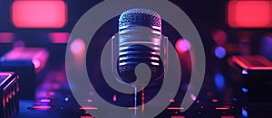 Neon Retro Microphone