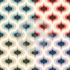 Retro Mid century 70s geometric wallpaper pattern. Funky colorful texture seamless background.