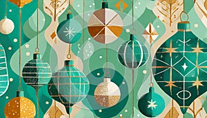 Retro Mid Century Modern Abstract Christmas Ornament Pattern Design