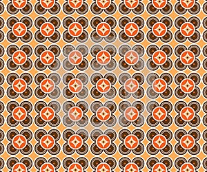 Retro Mid Century Orange And Brown Seventies Style Circles Pattern