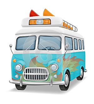 retro mini van bus for travel and leisure vector illustration