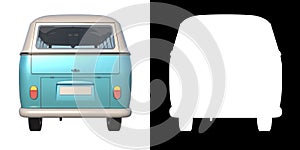 Retro 1960 minibus Bus- Back view white background alpha png 3D Rendering Ilustracion 3D photo