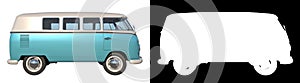 Retro 1960 minibus Bus- Lateral view white background alpha png 3D Rendering Ilustracion 3D photo