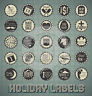 Retro Mixed Holiday Labels and Icons