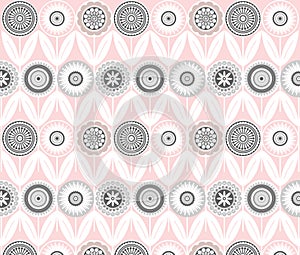 Retro Modern Mid Century Gray And Pink Seventies Style Flowers Background Pattern