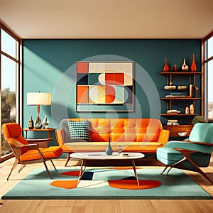 retro modernism a living room inspired by mid century modern e photo