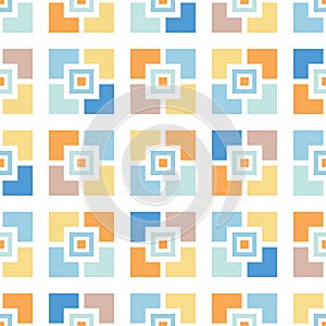 Retro Mosaics Tiles Vector Seamless Pattern. Whimsical Summer Pool Geo. Abstract Mid-Century Background photo