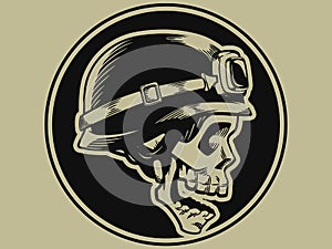 Retro Motorbike Skull Biker Badge