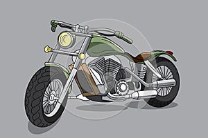 Retro Motorcycle Illustration - Hand-Drawn Flat Vector Art for Web and Print