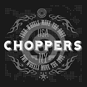 Retro motorcycle label, badge and design elements