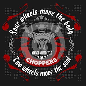 Retro motorcycle label, badge and design elements