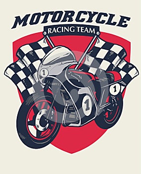 Retro motorcycle racing badge design