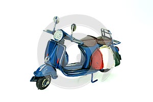 Retro motorcycle vintage toy isolated on white background