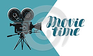 Retro movie camera or projector. Cinema, video vector illustration photo