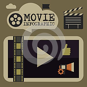 Retro movie template, media player, flat design, illustration, modern style, , concept, icons,digital, online, advertising
