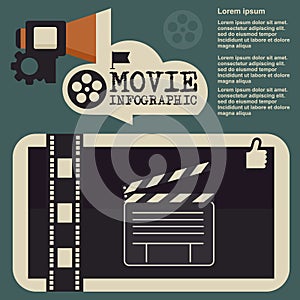 Retro movie template, media player, flat design, illustration, modern style, , concept, icons,digital, online, advertising