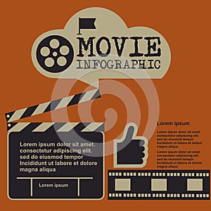 Retro movie template, media player, flat design, illustration, modern style, , concept, icons,digital, online, advertising