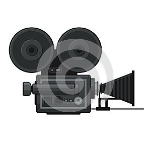 Retro Movie Video Camera Icon on White Background. Vector