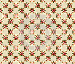 Retro Multicoloured Naive Floral Daisy vector seamless pattern isolated on white. Groovy flower background. Scandinavian
