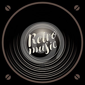 Retro music banner with acoustic speaker