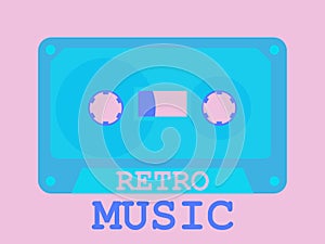Retro music cassette icon. Audio cassette 80s style. Music cassette for tape recorder disco party. Vector illustration