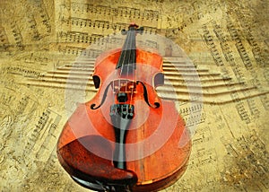 Retro musical grunge violin background